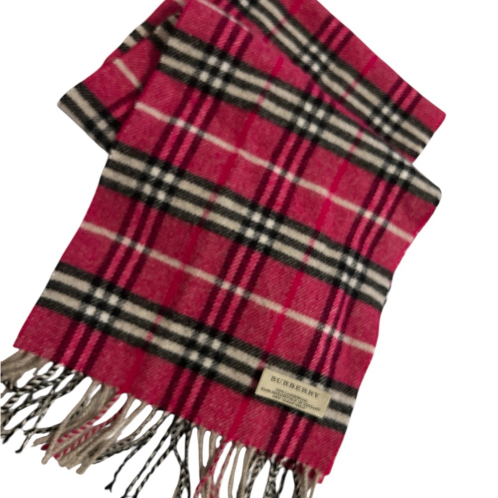 Hot Pink‎ BURBERRY Nova Check 100% Lambs Wool Winter Neck Scarf 58x12